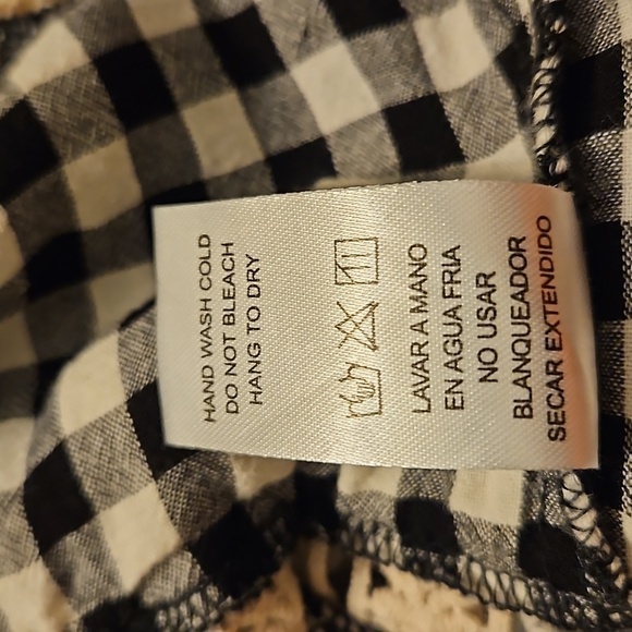 DOE & RAE Black Check Lace Tassel Off Shoulder Bardot Blouse Large - Picture 8 of 9